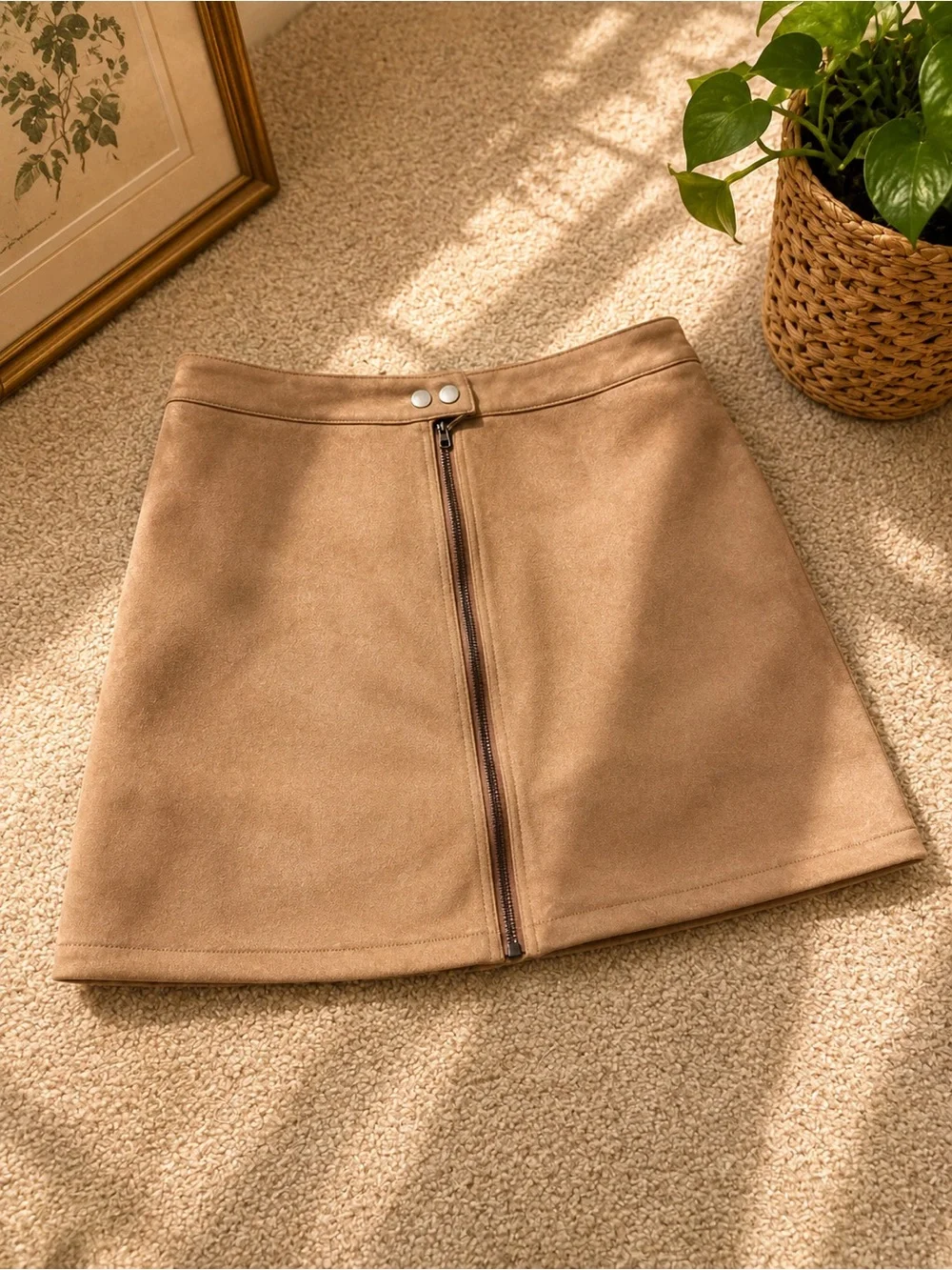 Suede Large Khaki Tan Skirt